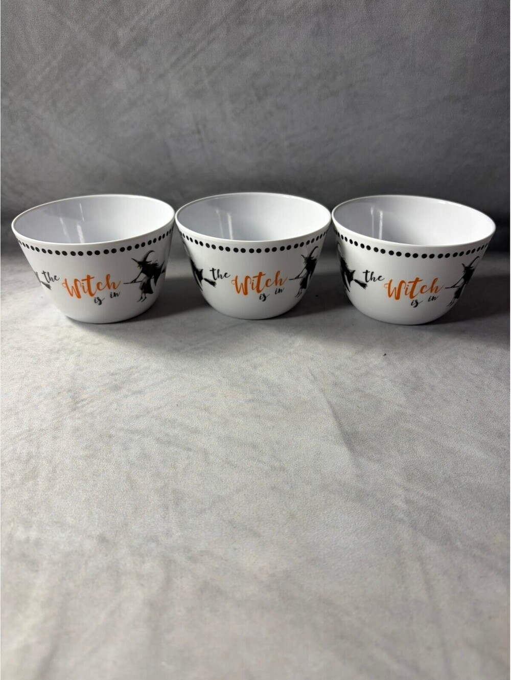 Cynthia Rowley Halloween Bowls Set of 3 The Witch Is In Melamine Witch Decor